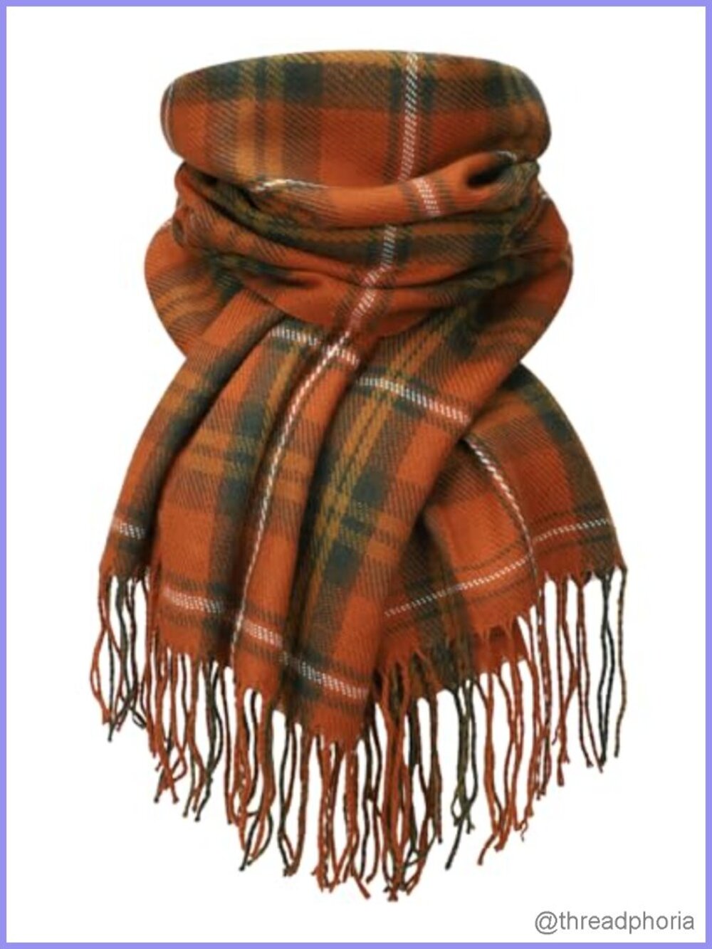 Soft Cozy Plaid Fringed Scarf for Women, Cashmere-Like Acrylic Wrap Shawl,
